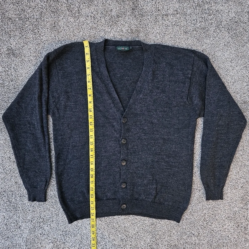 Vintage J. Crew Oarsman 100% Merino Wool Cardigan Gray Sweater Men's Size Medium